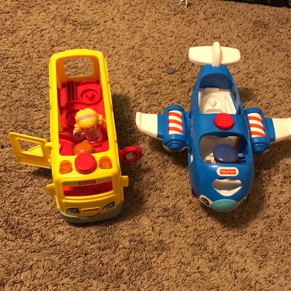 Fisher price airplane and bus